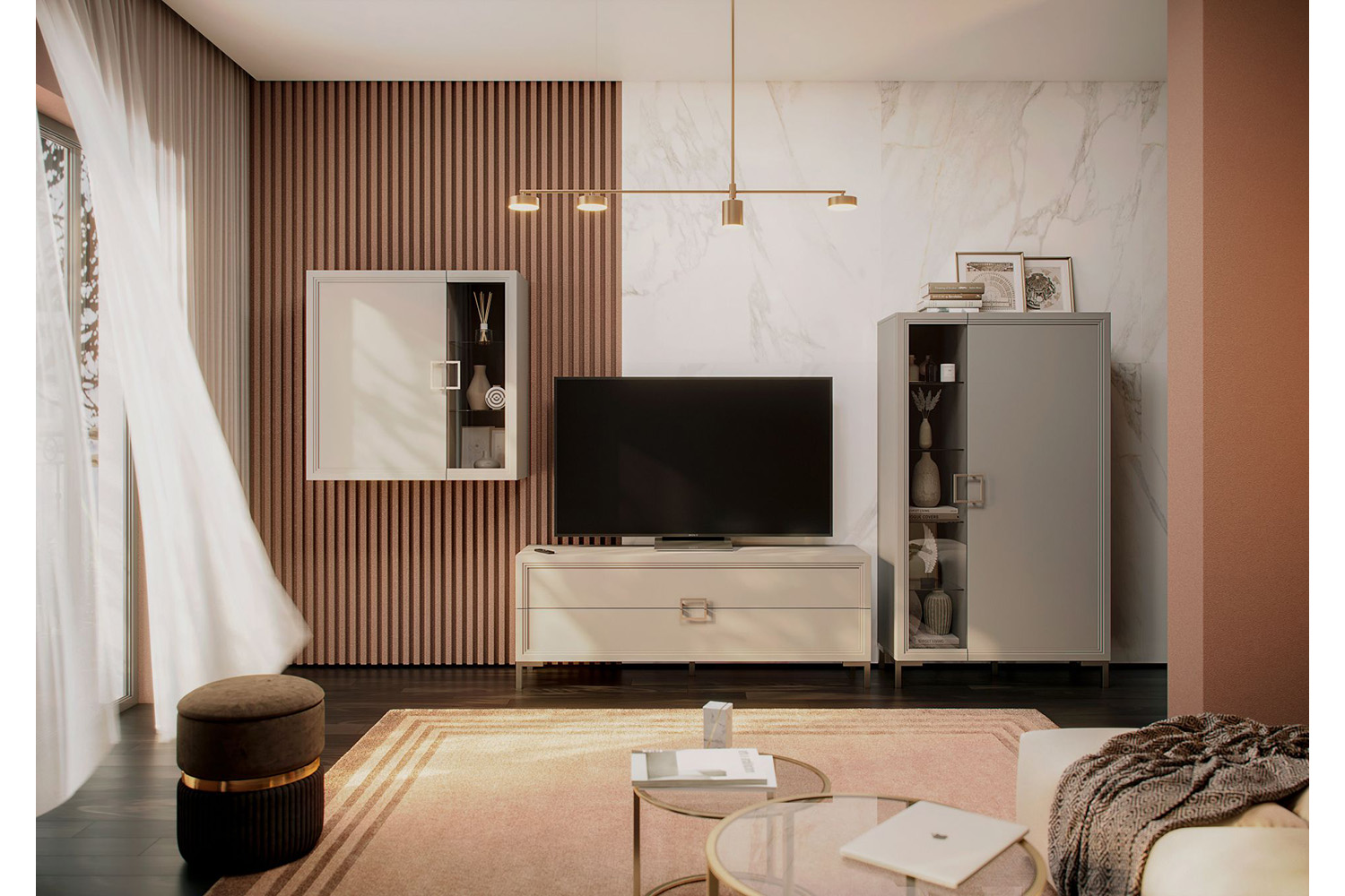 Шкафы-витрины - изображение №5 "Шкаф Дольче со стеклянными полками (4 шт.) и полками ЛДСП"  на www.Angstrem-mebel.ru